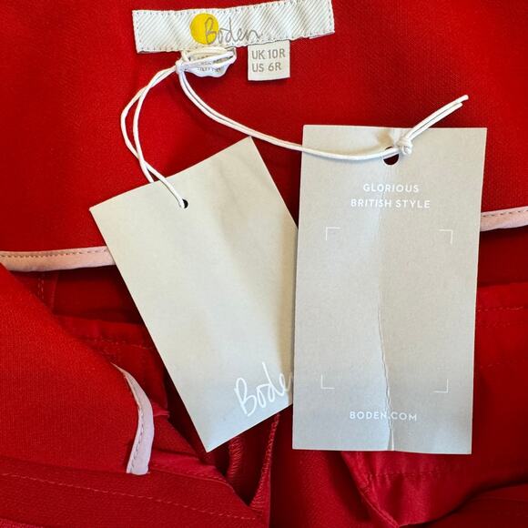 Boden Melina Paperbag Trousers Red Wide Leg High Rise Tie Waist Size 6 NWT - Picture 8 of 11